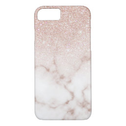 Glamorous Rose Gold White Glitter Marble Gradient iPhone 8/7 Case