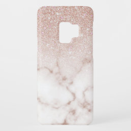 Glamorous Rose Gold White Glitter Marble Gradient Case-Mate Samsung Galaxy S9 Case