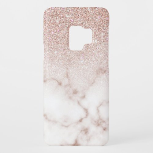 Glamorous Rose Gold White Glitter Marble Gradient Case_Mate Samsung Galaxy S9 Case
