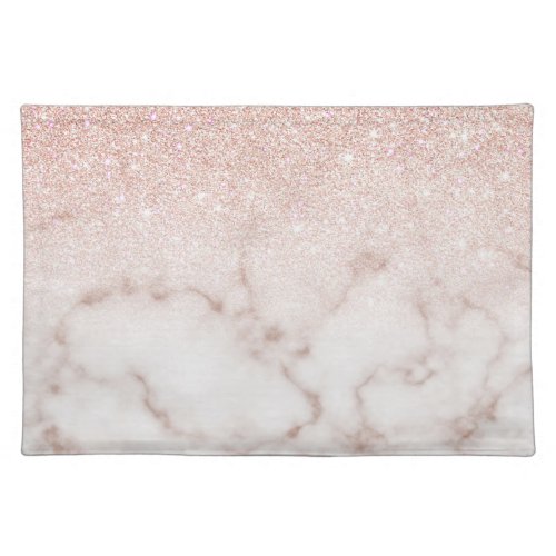 Glamorous Rose Gold White Glitter Marble Gradient Cloth Placemat