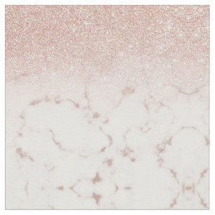 Glamorous Rose Gold White Glitter Marble Gradient Fabric