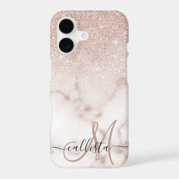 Glamorous Rose Gold White Glitter Marble Gradient iPhone 17 Case