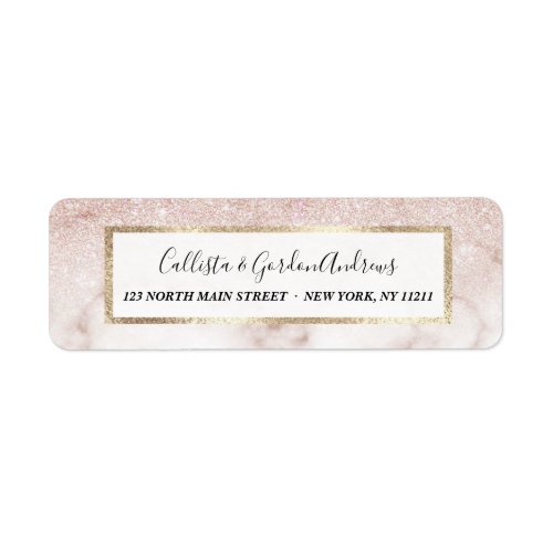 Glamorous Rose Gold White Glitter Marble Gradient Label