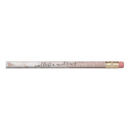 Glamorous Rose Gold White Glitter Marble Gradient Pencil