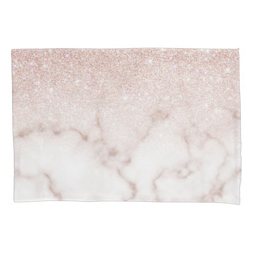 Glamorous Rose Gold White Glitter Marble Gradient Pillow Case