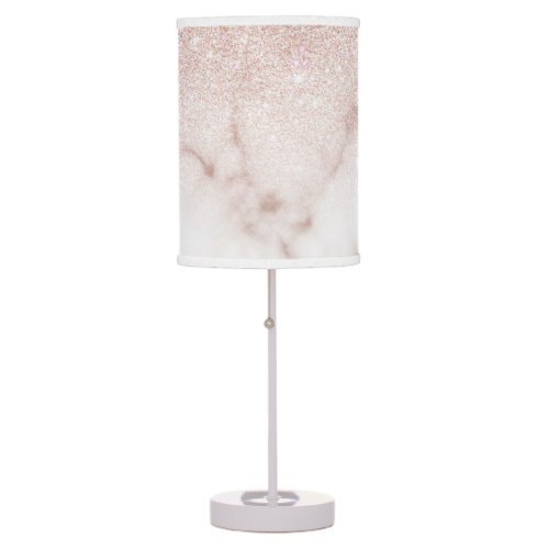 Glamorous Rose Gold White Glitter Marble Gradient Table Lamp