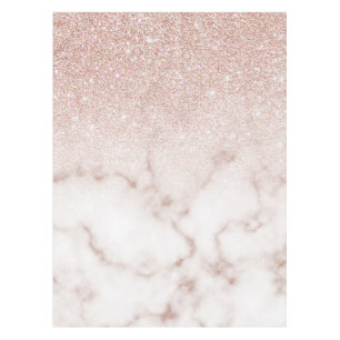 Glamorous Rose Gold White Glitter Marble Gradient Tablecloth