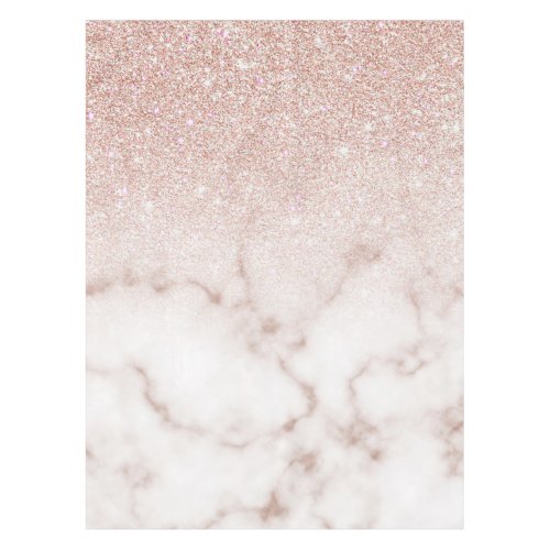 Glamorous Rose Gold White Glitter Marble Gradient Tablecloth