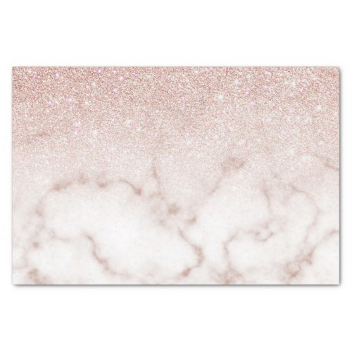 Glamorous Rose Gold White Glitter Marble Gradient Tissue Paper