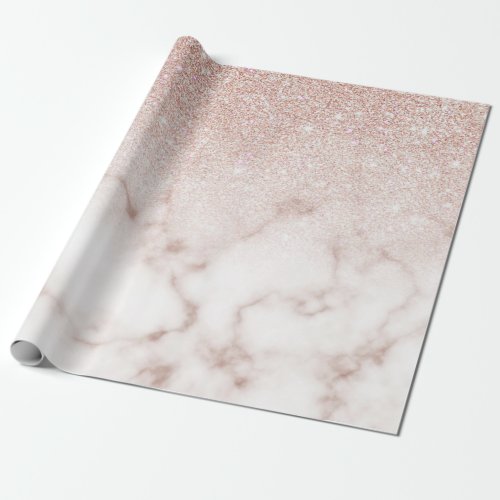 Glamorous Rose Gold White Glitter Marble Gradient Wrapping Paper