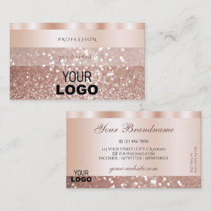 Glamorous Rose Golden Bright Sparkle Glitter Logo Business Card