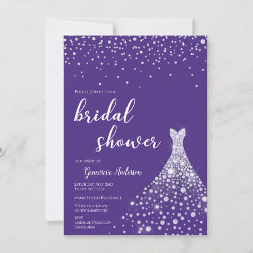 Glamorous Royal Purple Bridal Shower Invitation