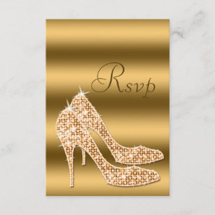 Glamorous RSVP Gold Stilettos Card