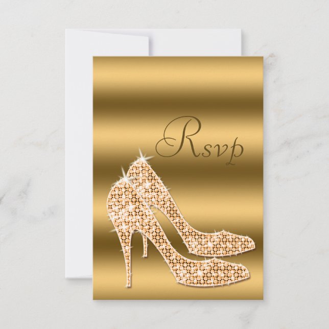 Glamorous RSVP Gold Stilettos Card (Front)