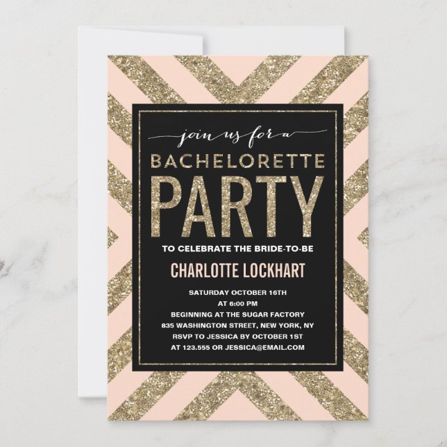 Glamorous Shimmer | Bachelorette Party Invitation (Front)