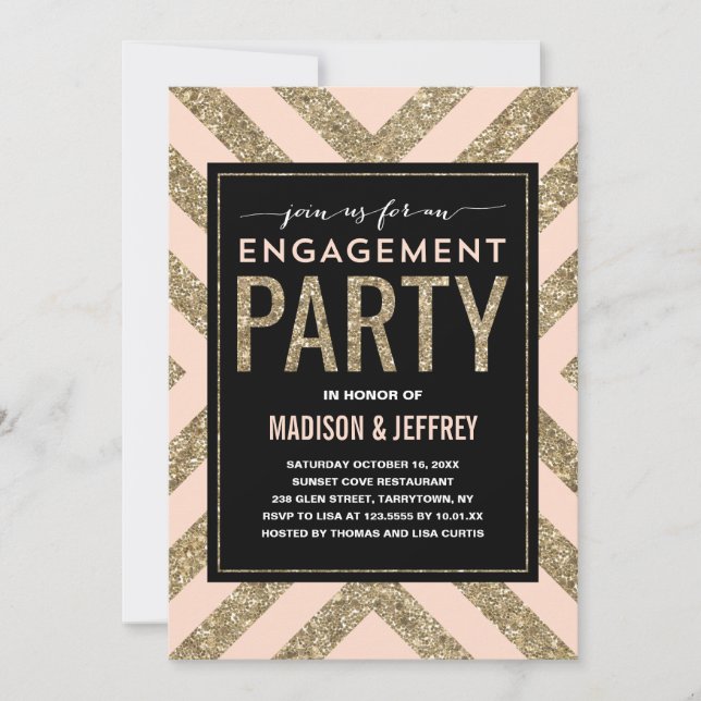Glamorous Shimmer | Engagement Party Invitation (Front)