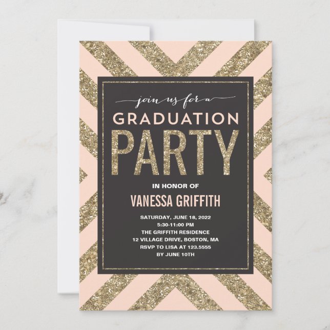 Glamorous Shimmer  | Graduation Party Invitation (Front)