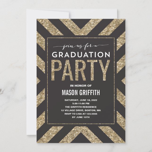 Glamorous Shimmer | Graduation Party Invitation (Front)