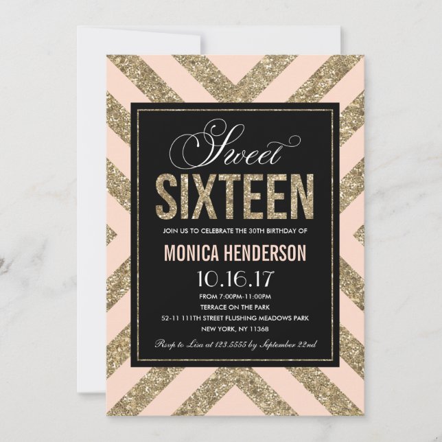 Glamorous Shimmer | Sweet Sixteen Party Invitation (Front)