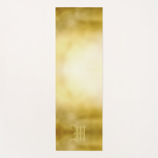 Glamorous Shiny Gold Royal Crown Monogram Yoga Mat (Front)