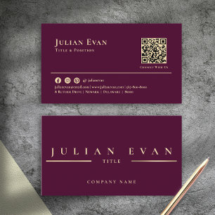 Glamorous Shiny Vintage Burgundy Wine & Gold  Business Card