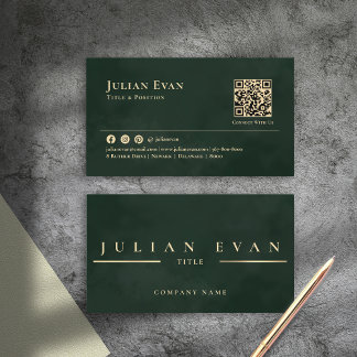 Glamorous Shiny Vintage Emerald Green & Gold Business Card