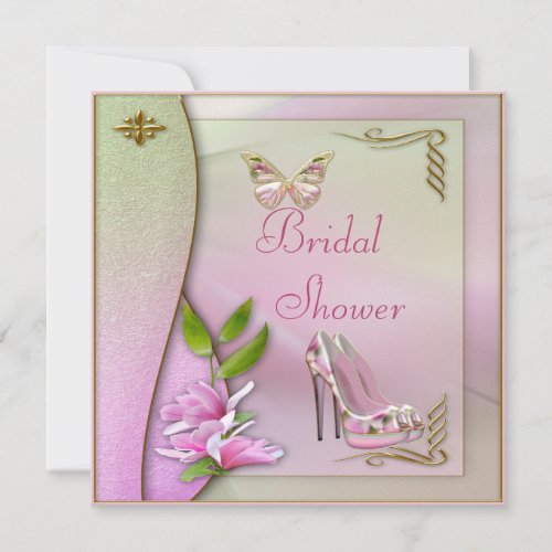 Glamorous Shoes Magnolia  Butterfly Bridal Shower Invitation