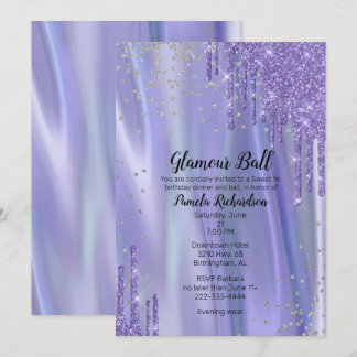 Glamorous Silk and Glitter Look Sweet Sixteen Invi Invitation