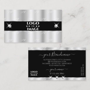 Glamorous Silver Black Sparkling Diamonds Add Logo Business Card
