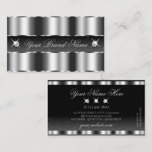 Glamorous Silver Black Sparkling Diamonds Stylish Business Card