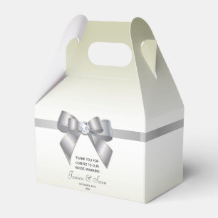 Glamorous Silver Bow & Ribbon House Warming Favor Boxes