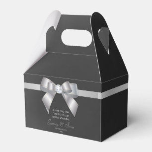 Glamorous Silver Bow & Ribbon House Warming Favor Boxes