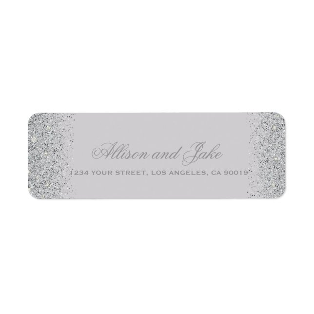 Glamorous Silver Glitter Address Labels (Front)