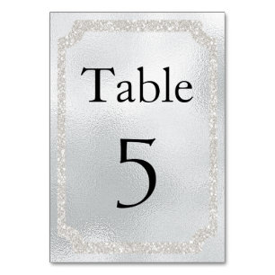 Glamorous Silver Glitter Event Table Number