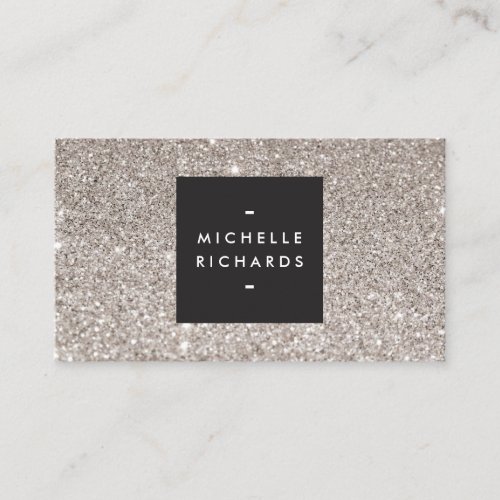 Glamorous Silver Glitter Modern Beauty Business Card