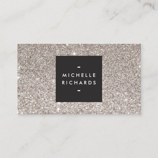 Customizable Glamorous Silver Glitter Modern Beauty Business Card
