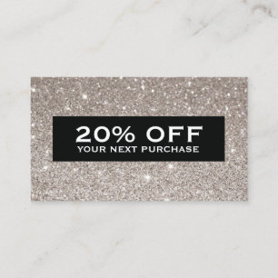 Glamorous Silver Glitter Modern Beauty Coupon Card