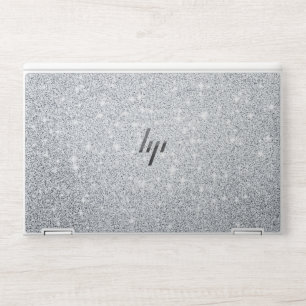 Glamorous Silver Glitter White marble HP Laptop Skin