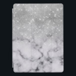Glamorous Silver Glitter White Marble iPad Pro Cover<br><div class="desc">This chic and glamorous design is perfect for the trendy and stylish woman. It depicts a faux printed sparkly silver glitter sequin and white with black marble stone pattern ombre gradient. It's modern, girly, pretty, and cool. ***IMPORTANT DESIGN NOTE: For any custom design request such as matching product requests, color...</div>