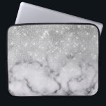 Glamorous Silver Glitter White Marble Laptop Sleeve<br><div class="desc">This chic and glamorous design is perfect for the trendy and stylish woman. It depicts a faux printed sparkly silver glitter sequin and white with black marble stone pattern ombre gradient. It's modern, girly, pretty, and cool. ***IMPORTANT DESIGN NOTE: For any custom design request such as matching product requests, color...</div>