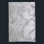 Glamorous Silver Glitter White Marble Ombre Kitchen Towel<br><div class="desc">This chic and glamorous design is perfect for the trendy and stylish woman. It depicts a faux printed sparkly silver glitter sequin and white with black marble stone pattern ombre gradient. It's modern, girly, pretty, and cool. ***IMPORTANT DESIGN NOTE: For any custom design request such as matching product requests, color...</div>