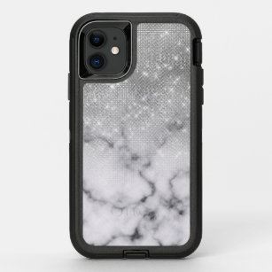 Glamorous Silver Glitter White Marble Ombre OtterBox Defender iPhone 11 Case
