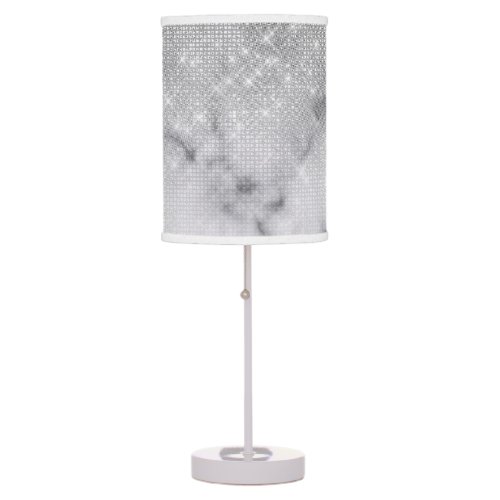 Glamorous Silver Glitter White Marble Ombre Table Lamp