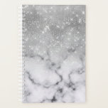 Glamorous Silver Glitter White Marble Planner<br><div class="desc">This chic and glamorous design is perfect for the trendy and stylish woman. It depicts a faux printed sparkly silver glitter sequin and white with black marble stone pattern ombre gradient. It's modern, girly, pretty, and cool. ***IMPORTANT DESIGN NOTE: For any custom design request such as matching product requests, color...</div>