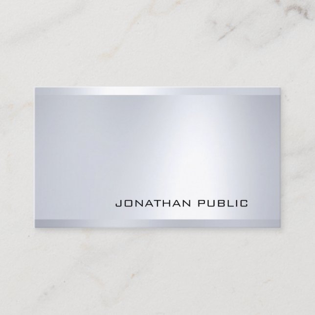 Glamorous Silver Look Elegant Modern Cool Plain Business Card (Front)