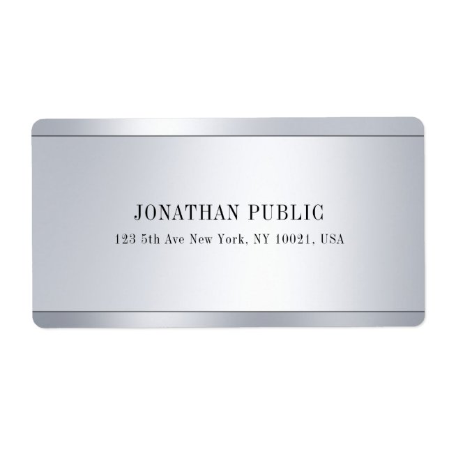 Glamorous Silver Look Elegant Modern Shipping Label (Front)