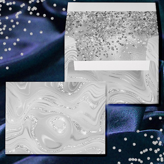 Glamorous Silver Marble and Glitter Envelope (Creator Uploaded)