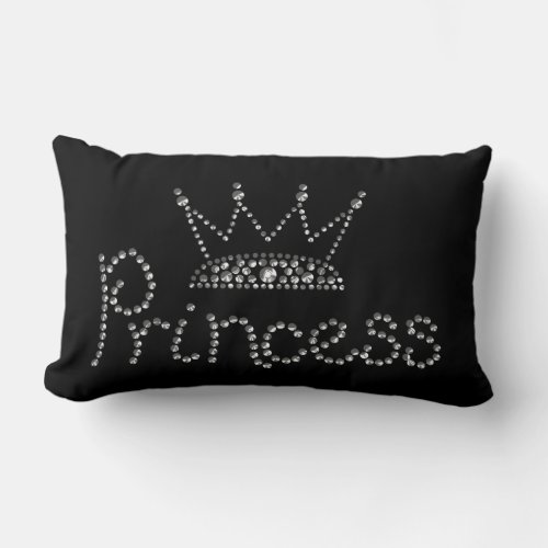 Glamorous Silver Princess Crown Lumbar Pillow