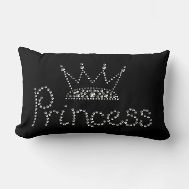 Glamorous Silver Princess Crown Lumbar Pillow (Front)