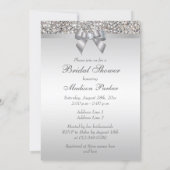 Glamorous Silver Sequins Bow Bridal Shower Invitation (Back)
